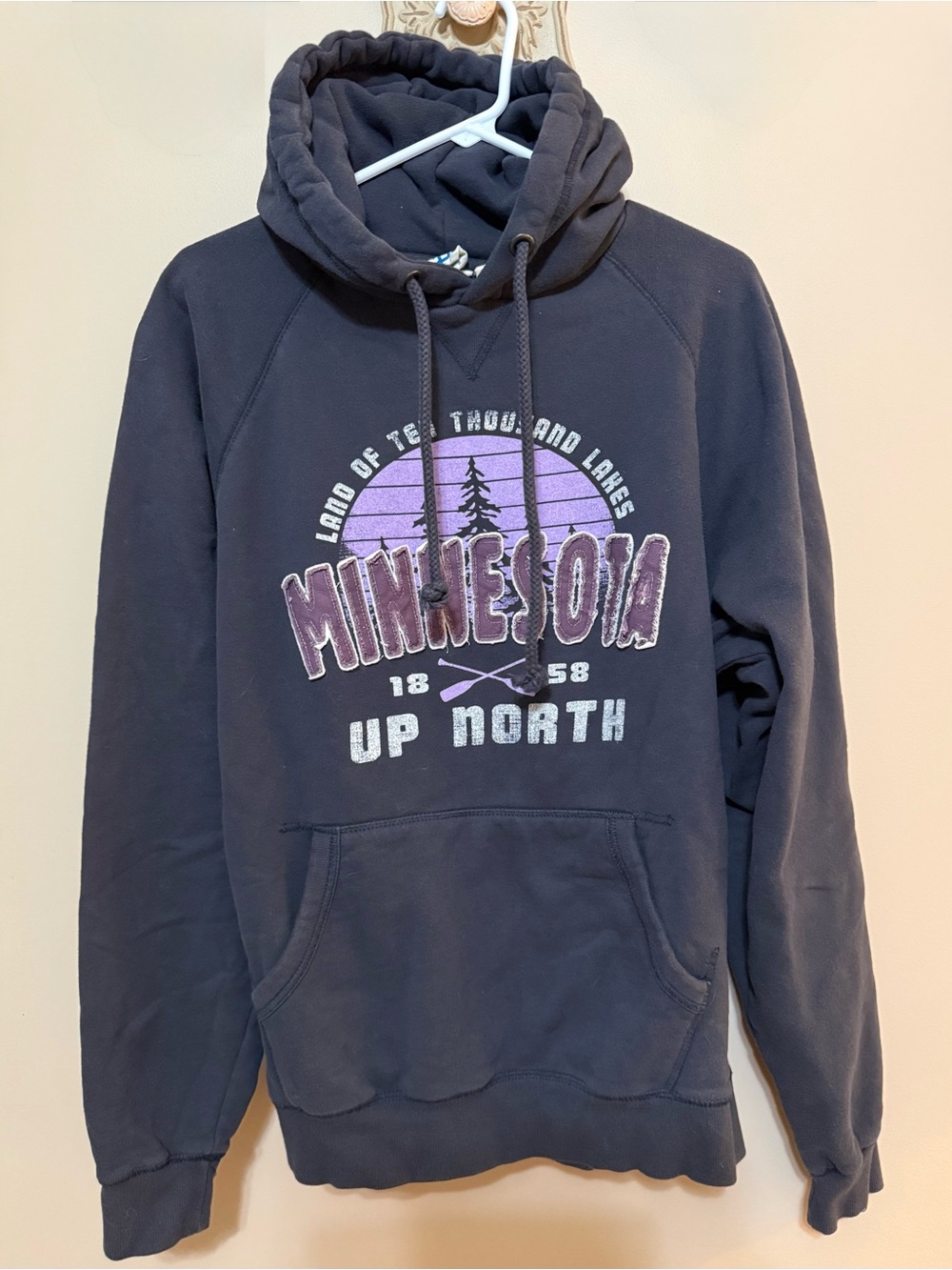 LN Blue 84 Navy 'Minnesota Up North' Pullover Hoodie Sz L Unisex